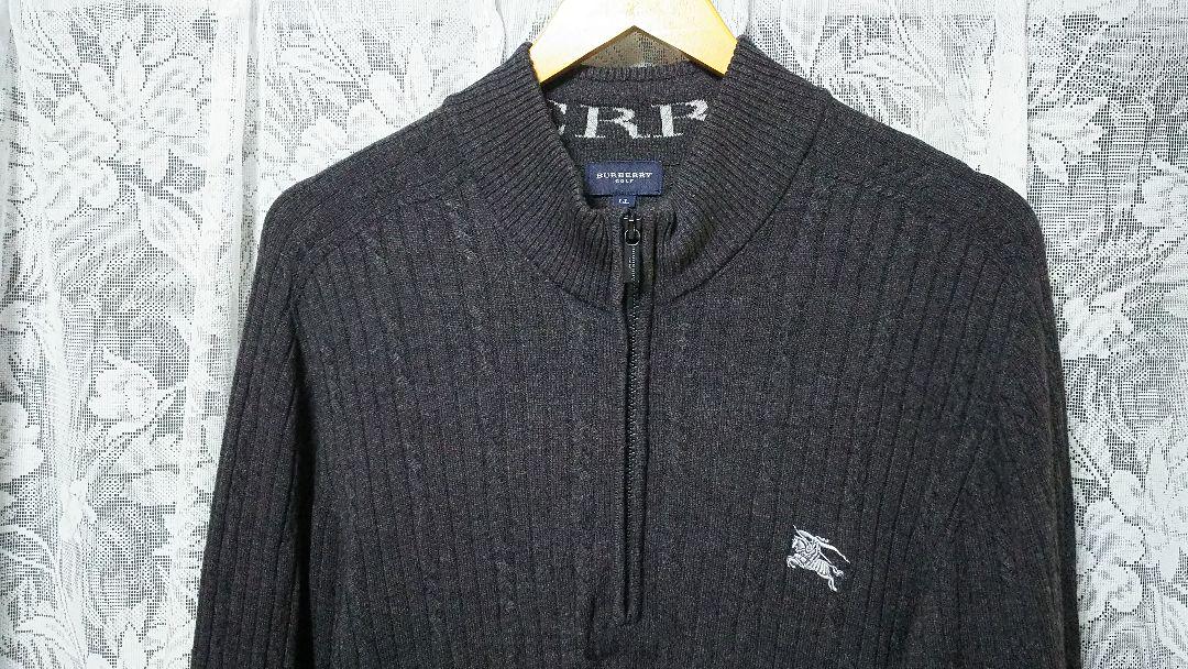 格安特価 BURBERRY ハーフジップニット 毛 カシミヤ 刺繍 ロゴ 日本製 ビッグ 8YiBQ-m91551073575 お得即納