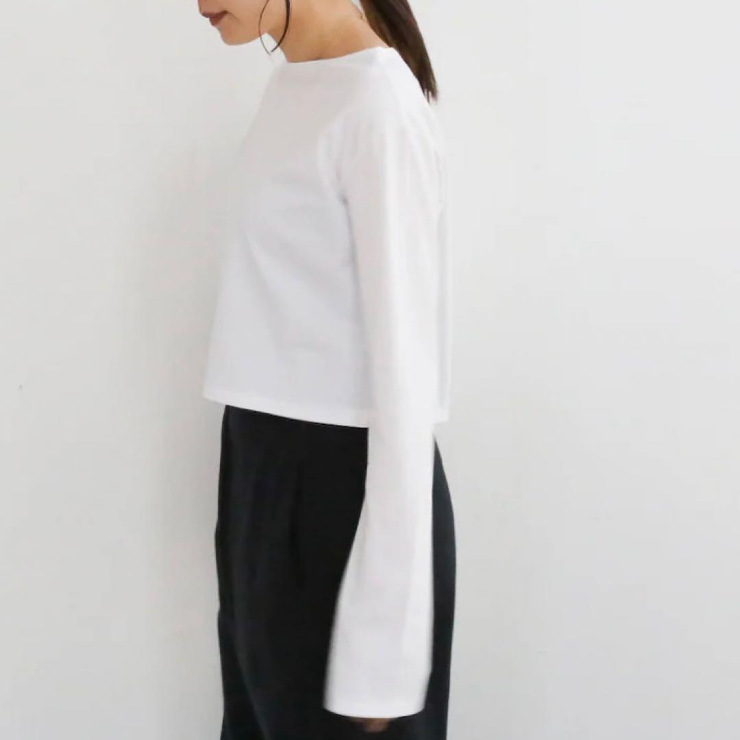 【美品】AURALEE オーラリー ボートネックT クロップ丈 白 0