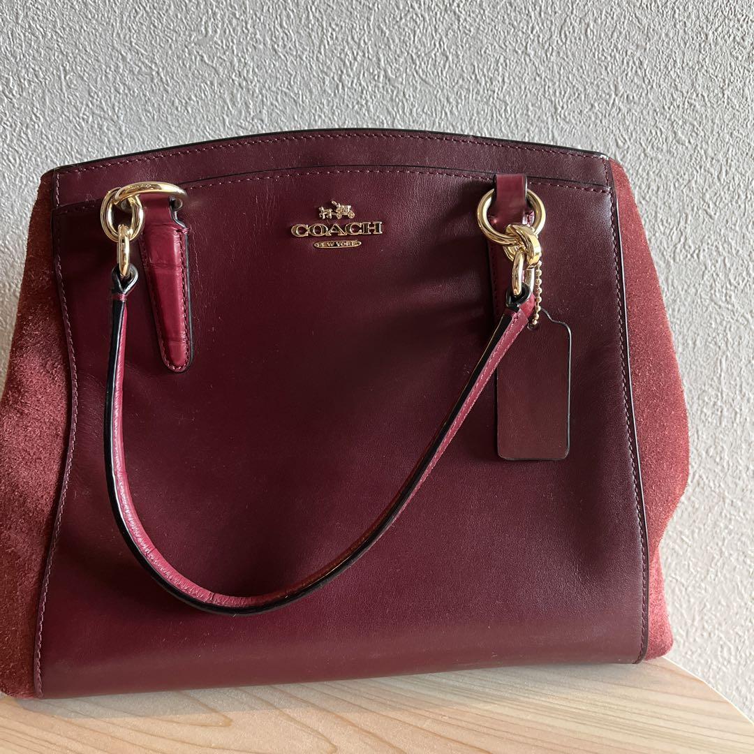 COACH バーガンディ レザー ハンドバッグ