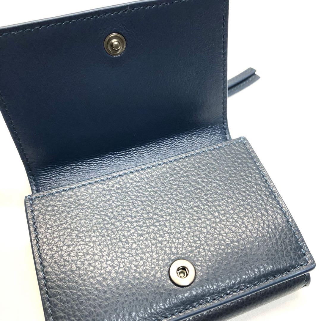 【美品　箱付】　バレンシアガ  三つ折り　財布  ミニ財布 ブルー