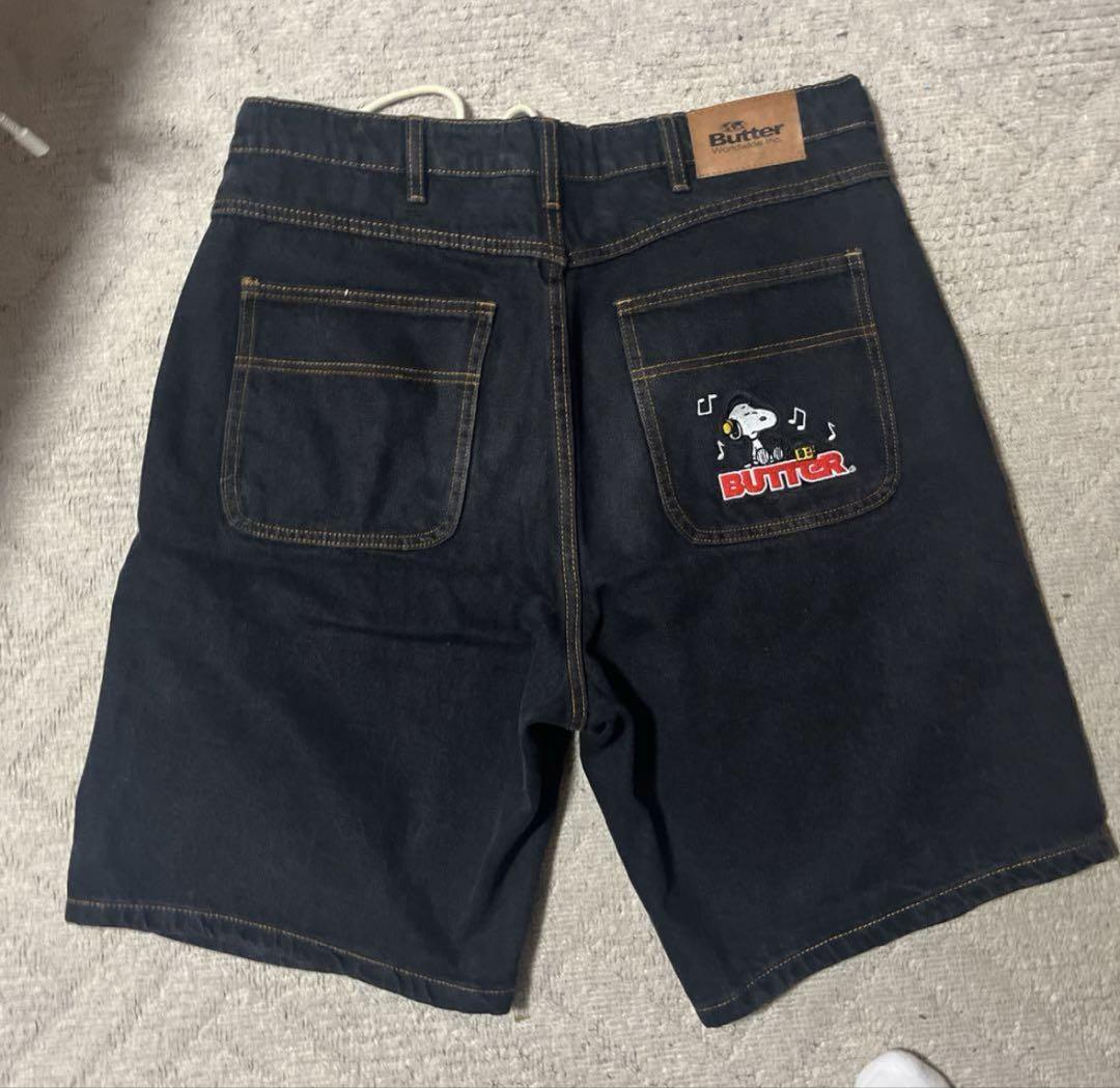 buttergoods ハーフパンツ　デニム　スヌーピー