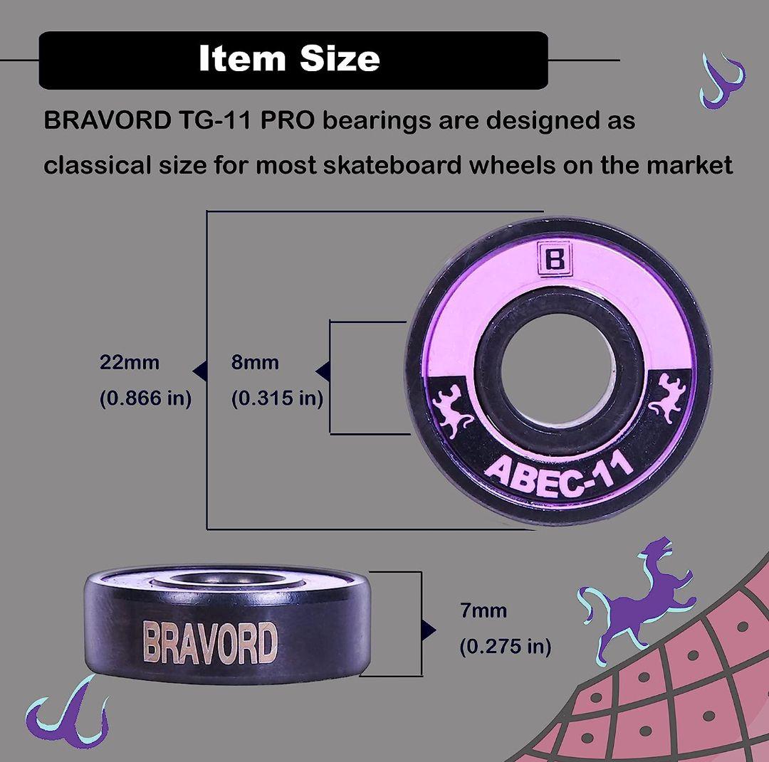 BRAVORD スケートボードベアリング TG11 高精度ベアリング 尽せ