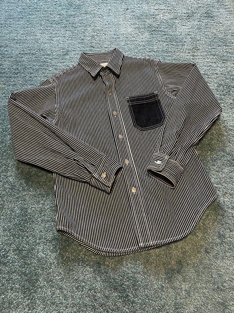 児島ジーンズ ヒッコリーヘビーワークシャツ M 超美品