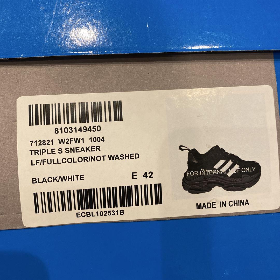 BALENCIAGA ブラック/ホワイト スニーカー 42