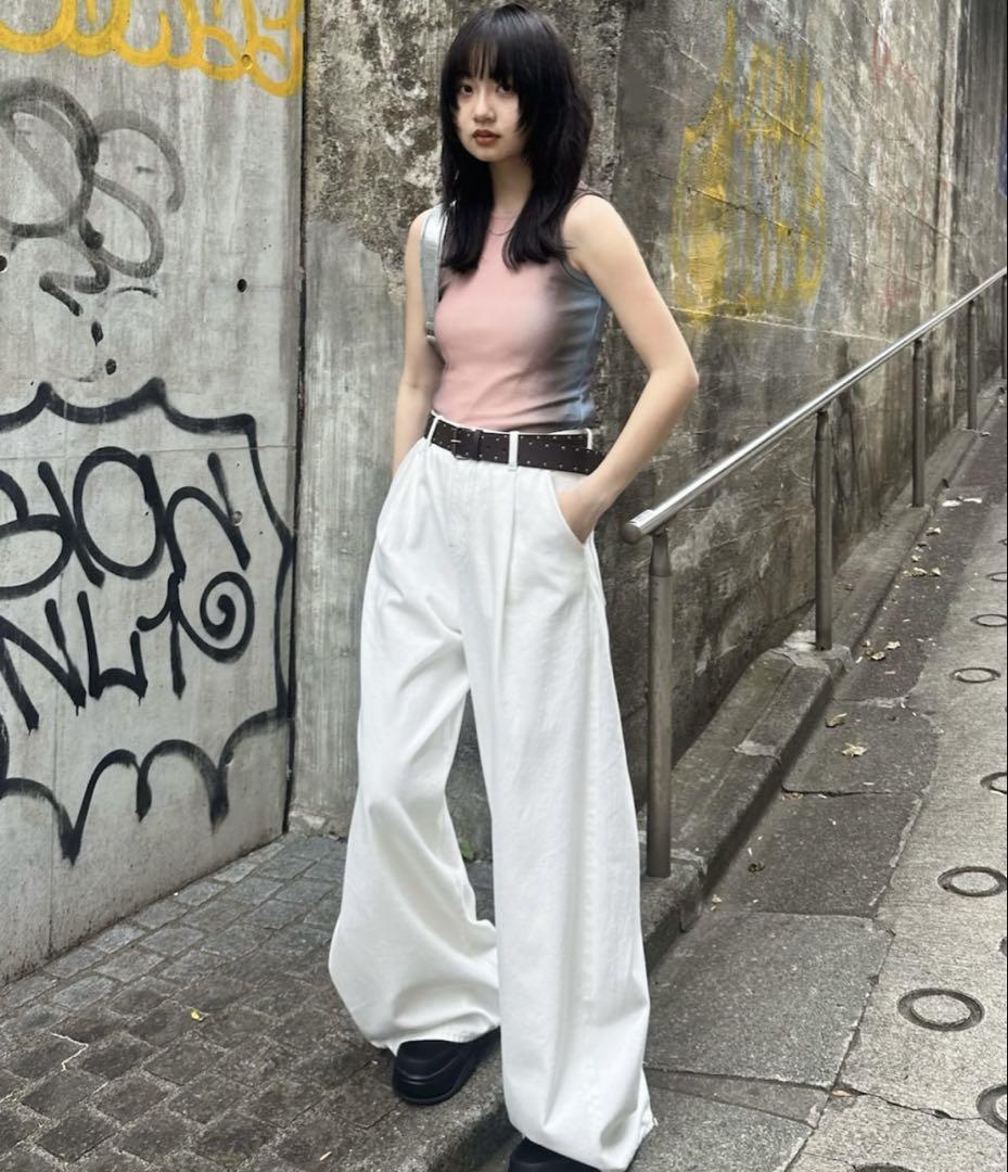 パンツ MOUSSY/WAVY TUCK BAGGY