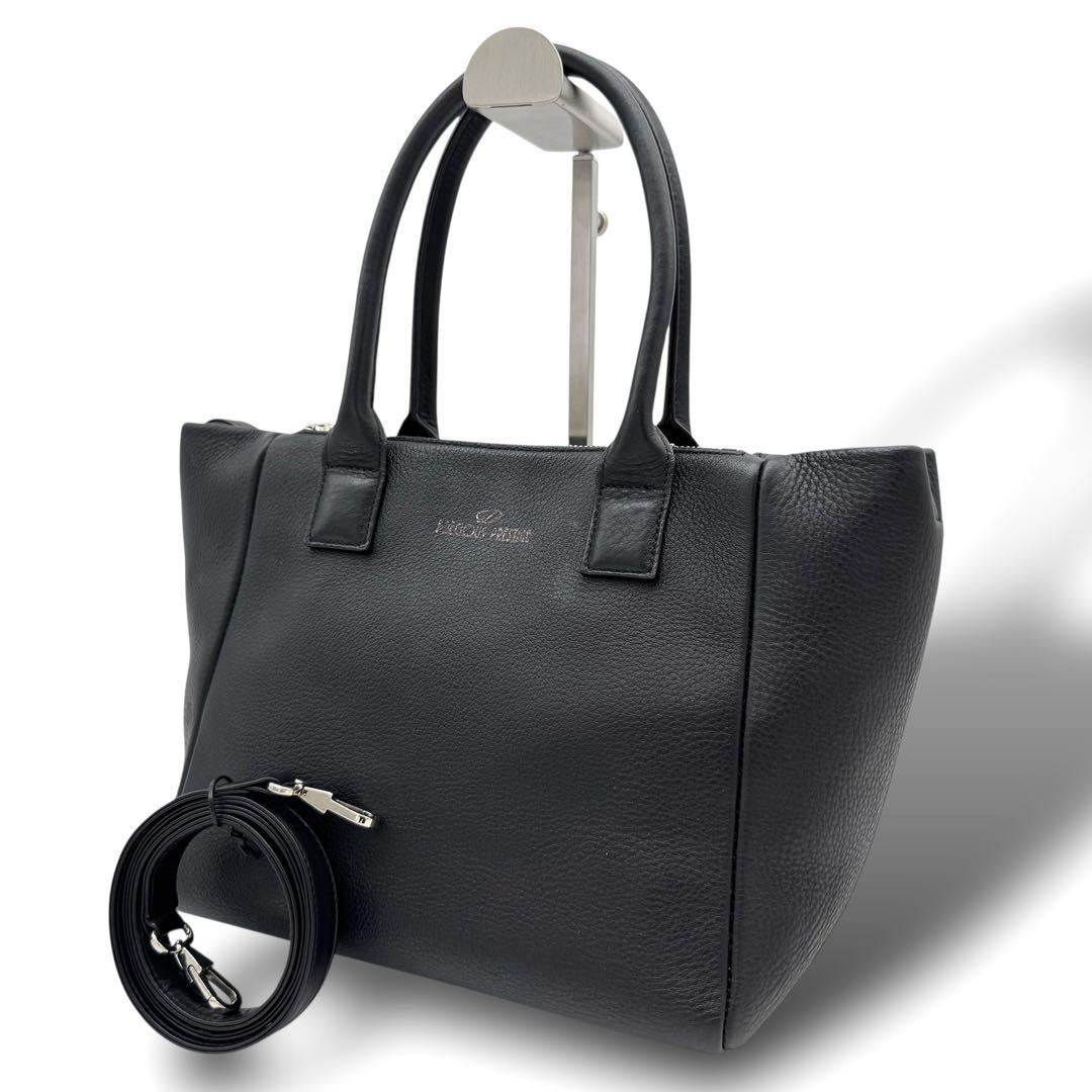 美品 PRECIOUS PRESTIGE 2wayショルダーバッグ レザー 黒