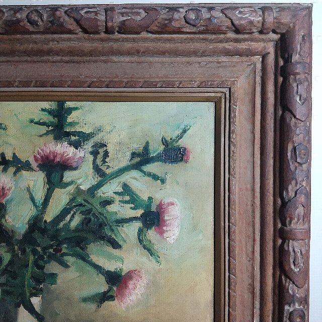 油絵 花瓶 額縁 インテリア