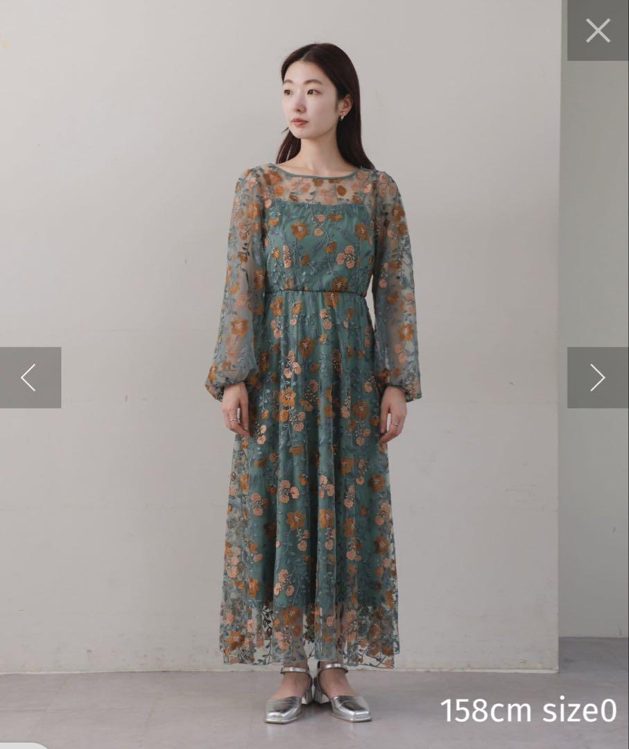 kastane embroidery organdy dress ヘアリボン付き