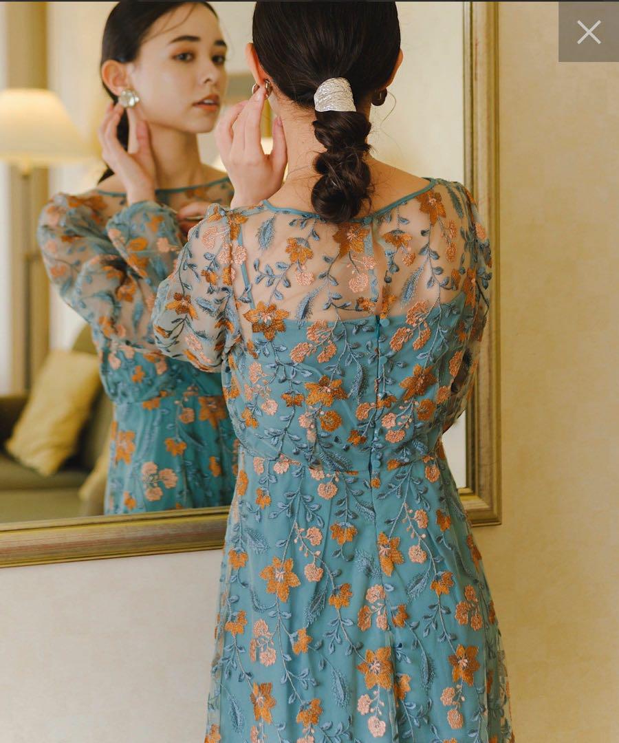 kastane embroidery organdy dress ヘアリボン付き