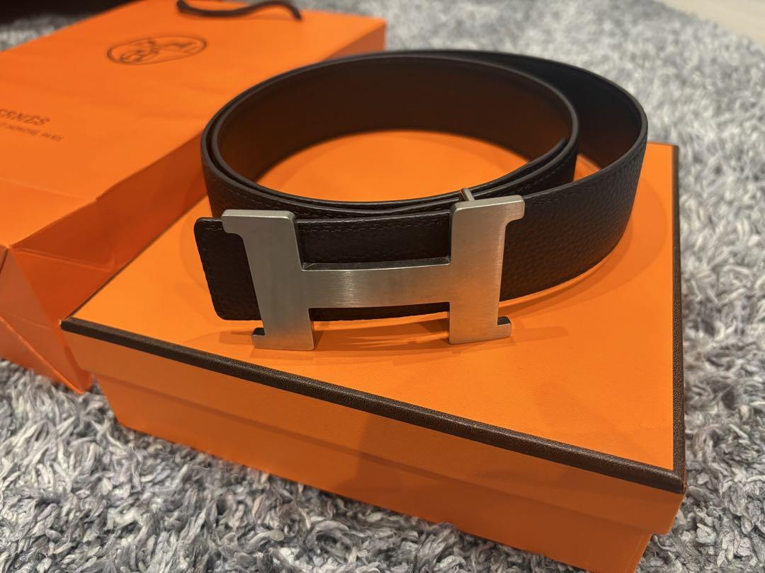 HERMES ブラックレザーベルト H型バックル - メルカリ