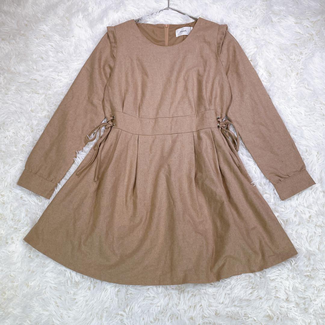 Mayuki【L】ひざ丈ワンピース　ライトブラウン　レディース　上品