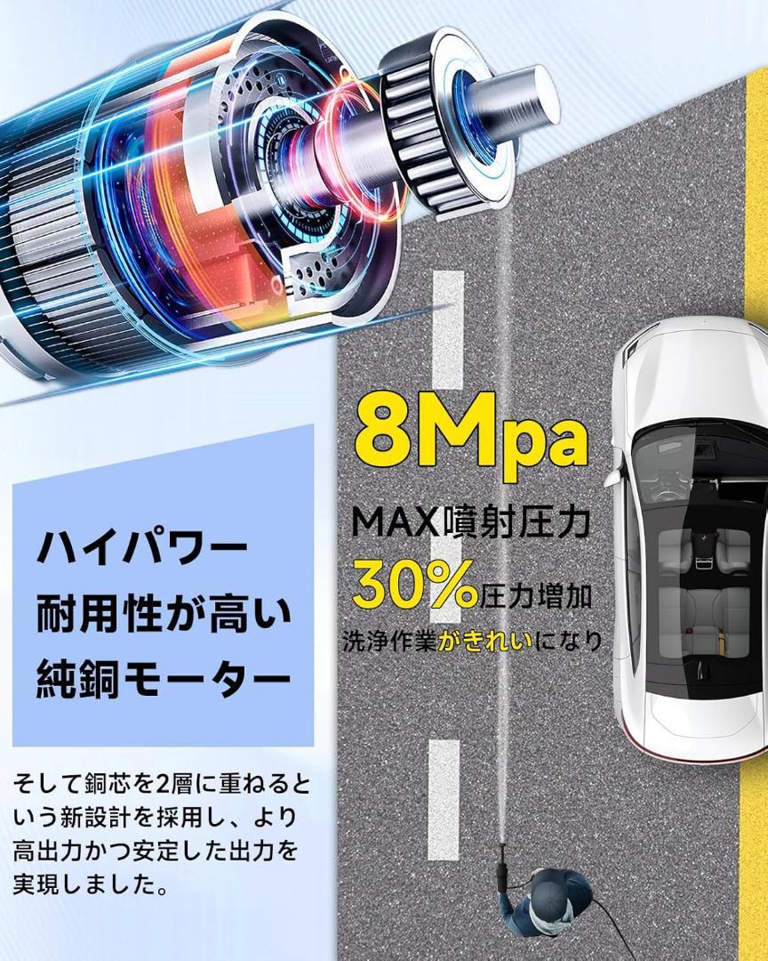 高圧洗浄機 コードレス 充電式【工場直販 2025新登場コードレス高圧洗浄機】8