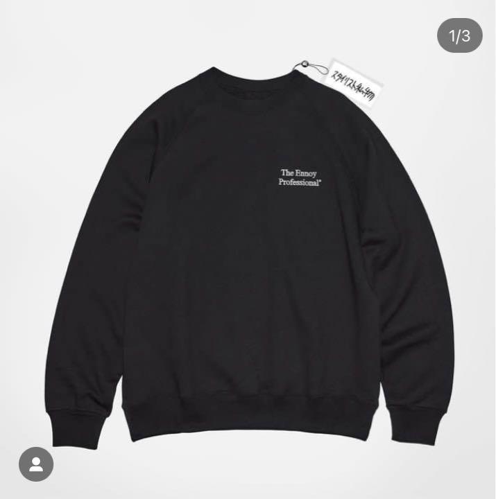 ennoy エンノイ CREWSWEAT BLACK 黒 刺繍色WHITE