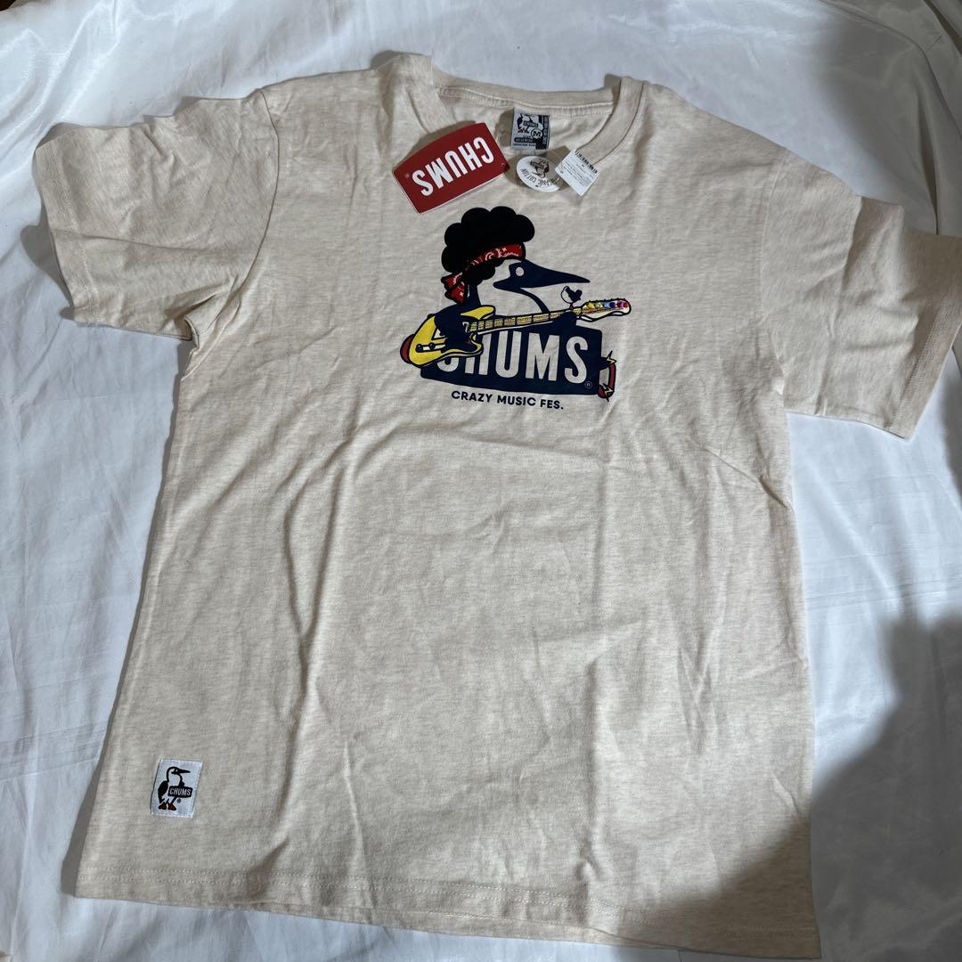 CHUMS 廃盤 Tシャツ S CRAZY MUSIC FES 新品　ナチュラル