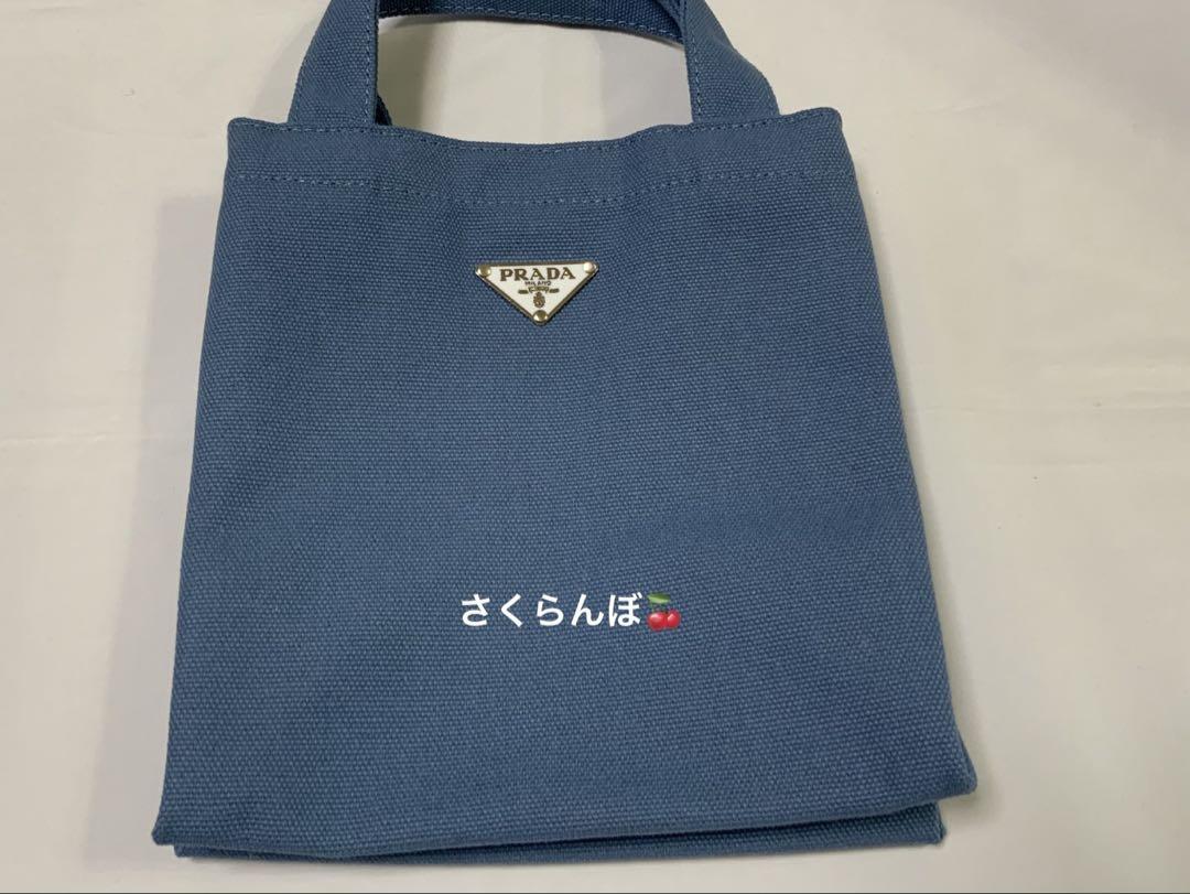 【オンラインショップ】 プラダノベルティ 最新ロゴプレート付き//デニム生地 値下げ不可 バッグ