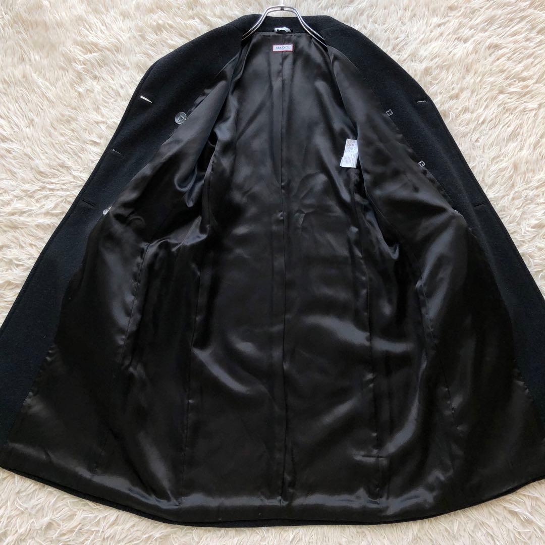 【美品】マックスマーラダブルチェスターコート ロング 黒 毛100% イタリア製 【美品】マックスマーラダブルチェスターコート ロング 黒 毛100% イタリア製