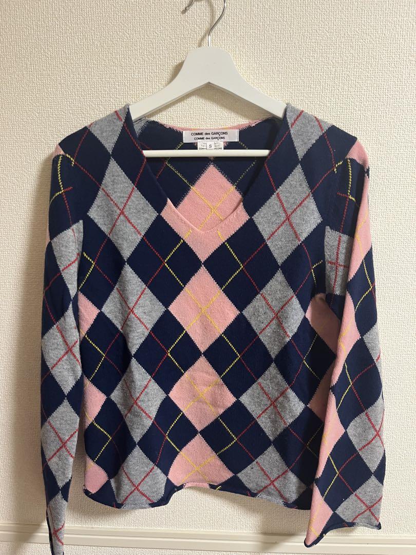 COMME des GARÇONS アーガイル Vネックセーター