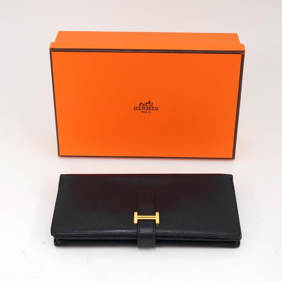 良品◆HERMES エルメス ベアンスフレ 長財布 ヴォーエプソン ブラック