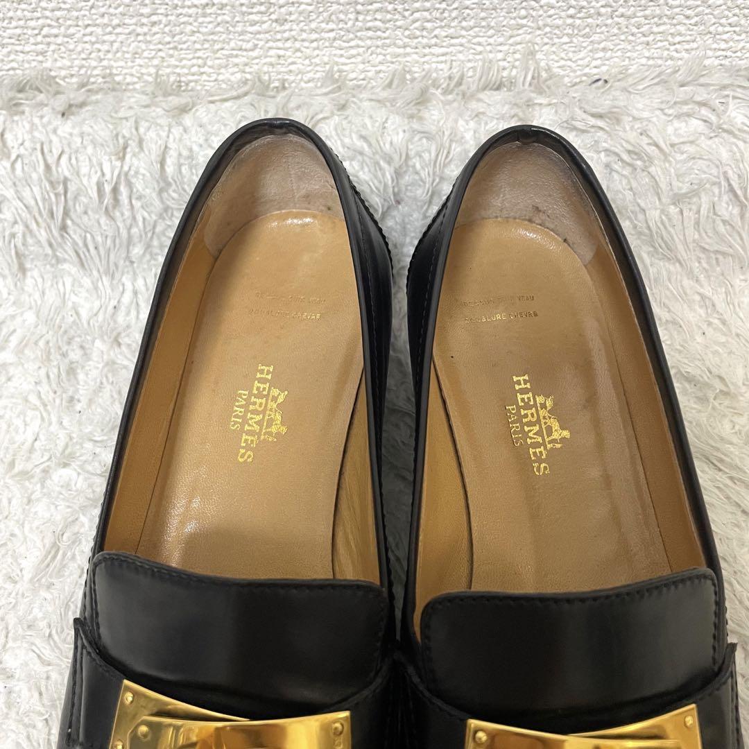 美品 HERMES デスタン モカシン ローファー ケリー金具 レザー