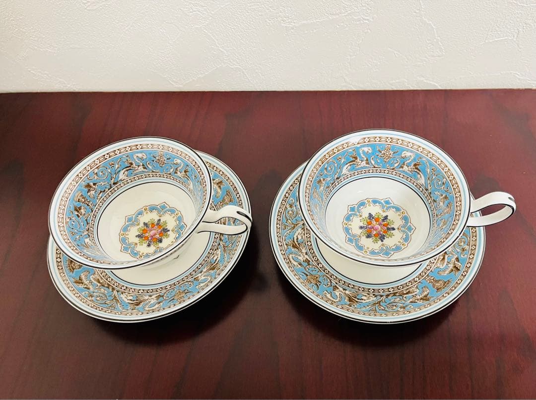 ウェッジウッド フロレンティーンターコイズ カップ&ソーサー 2客