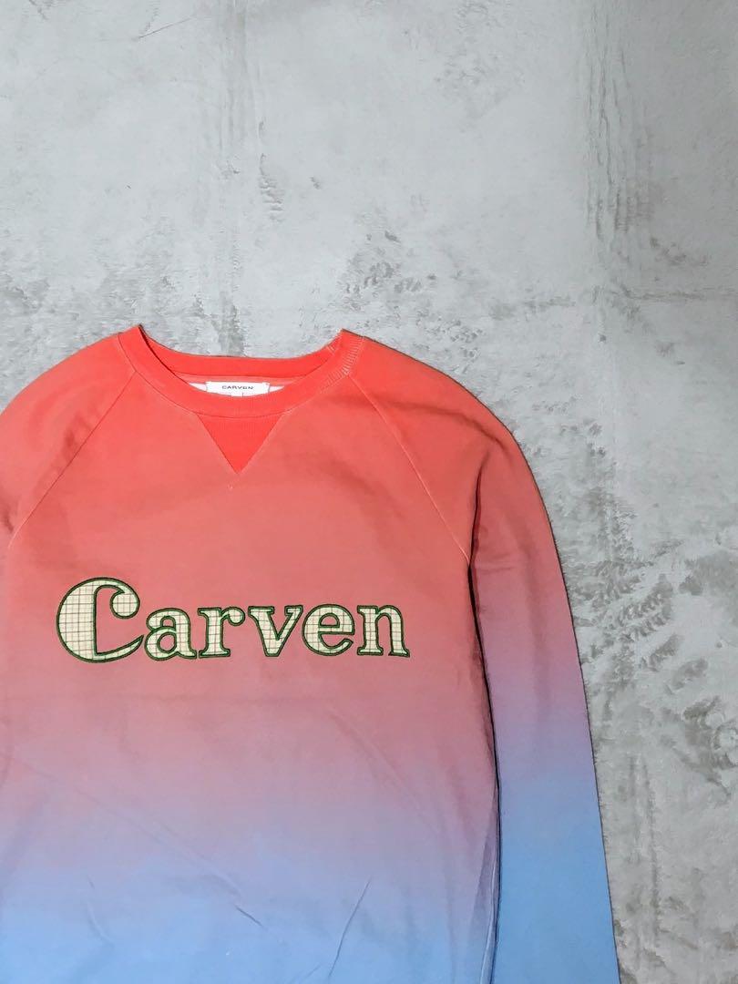 Carven カルヴェン 前V グラデーション チェック柄 ロゴ スウェット