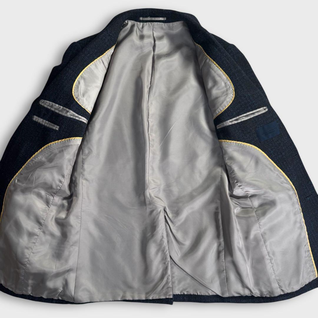 美品 ジュンハシモト ナノユニバース ウール チェック ジャケット ネイビー M