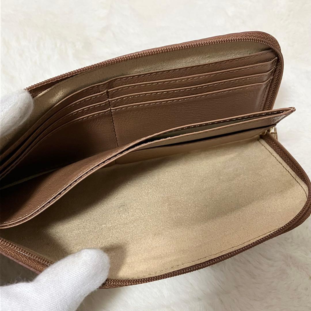 美品 ATAO リモ L字 ラウンド ファスナー 長財布 クロコ型押し ブラウン 美品 ATAO リモ L字 ラウンド ファスナー 長財布 クロコ型押し ブラウン