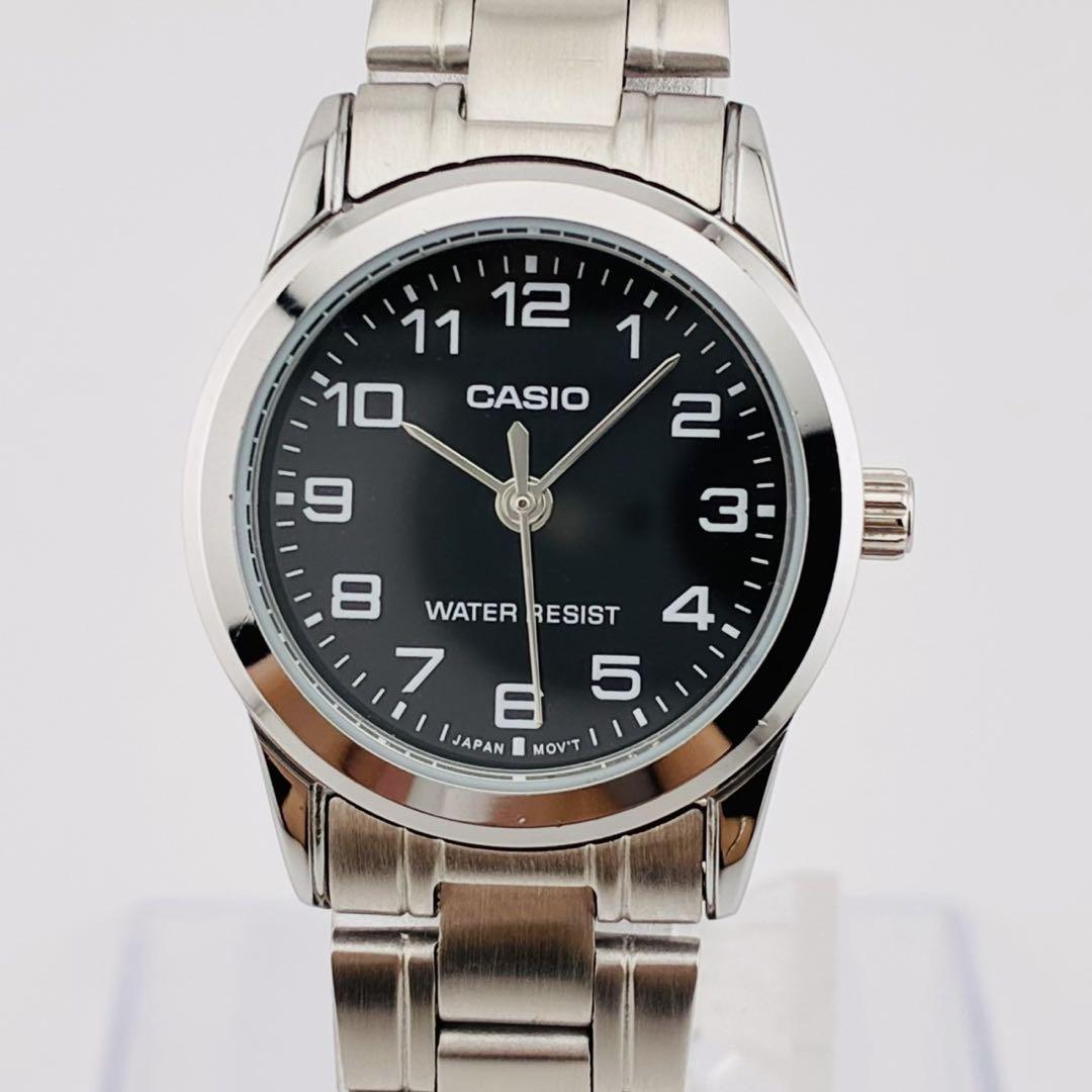 カシオ アナログ腕時計　新品　海外輸入ビッグフェイス　ステンレススチールモデル 3855【新品電池】CASIO カシオ 腕時計 シルバー ブラック - メルカリ