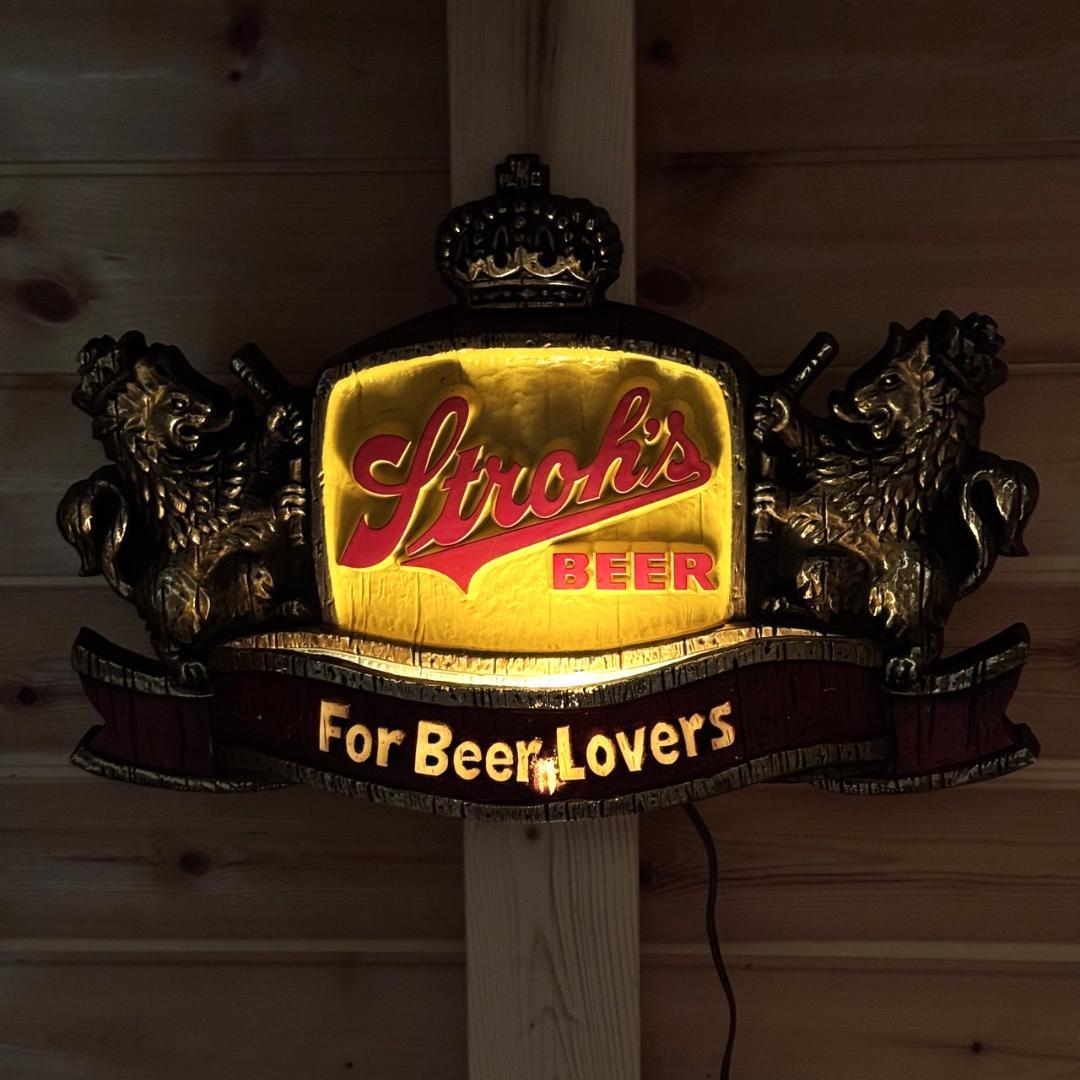 STROH LIGHT BEER☆ナイトライトサイン看板☆ビンテージUSA照明