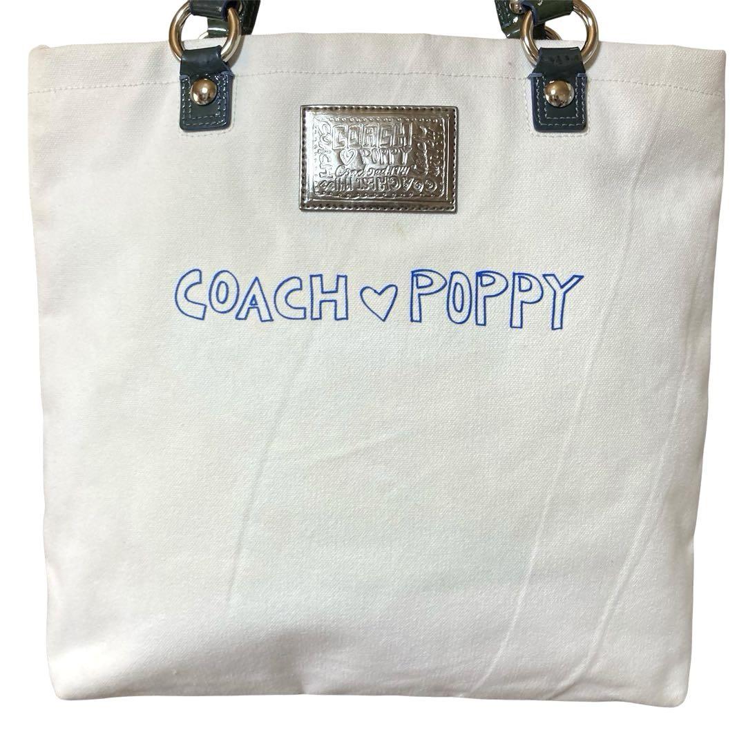 レア COACHコーチPOPPY キャンバストートバッグ ブルーベリー A4