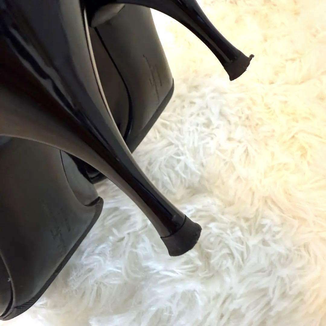 最安値❤️23センチFerragamo フェラガモ 黒リボン ヒール パンプス