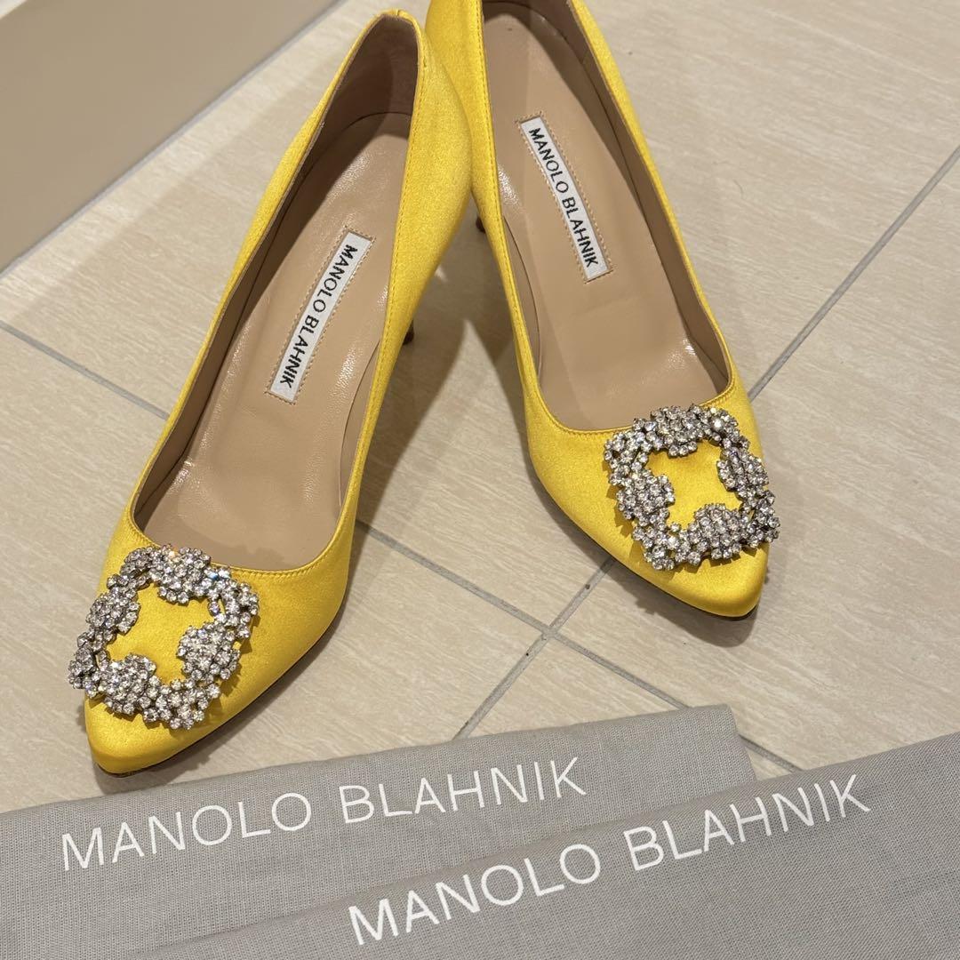 MANOLO BLAHNIK イエロー Hangishi 36.5 パンプス