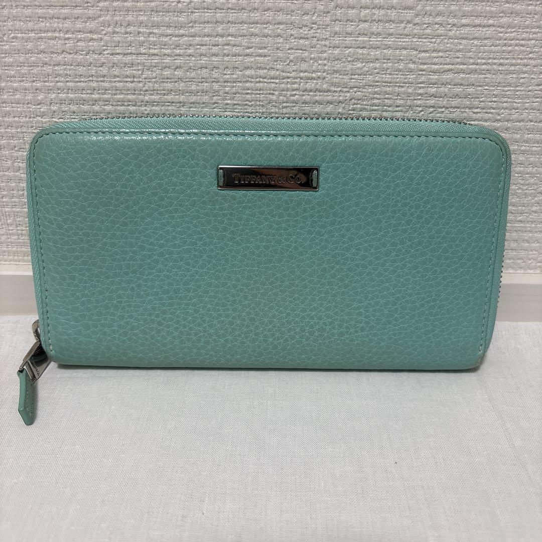Tiffany＆Co. レディース　長財布　ラウンドファスナー レザー ブルー