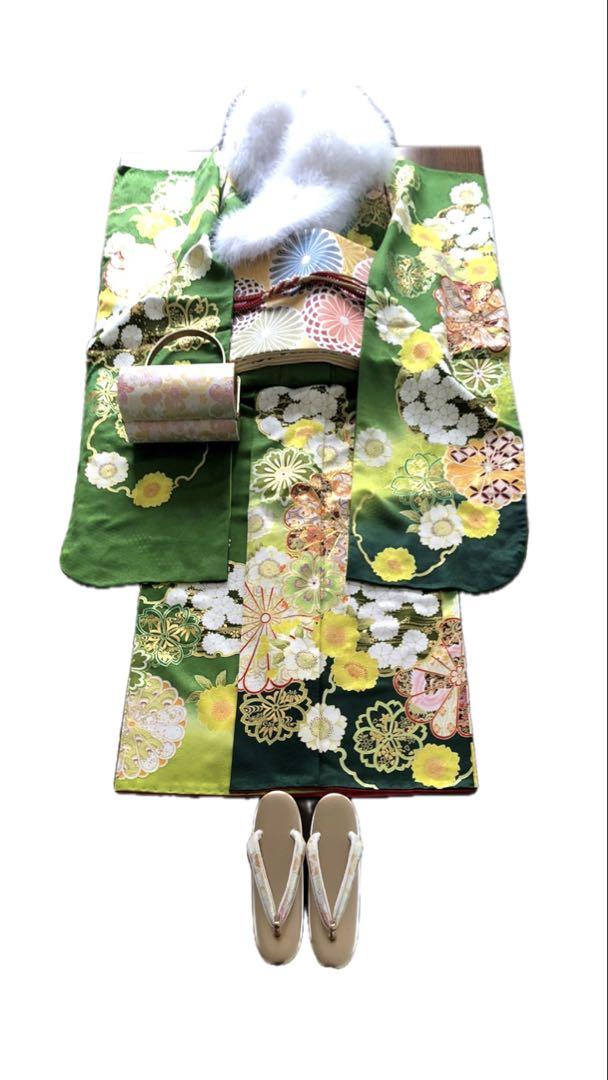 即購入⭕️美品❤️振袖❤️セット売り❤️成人式★前撮り★緑★フルセット★草履★ショール★