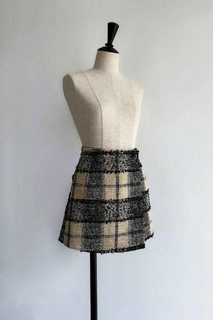 shellerシェリエtweed check wrap culotte