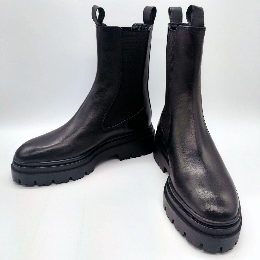 【極美品】ザラ　サイドゴアブーツ　本革　トラックソール　ラギッドソール　ブラック