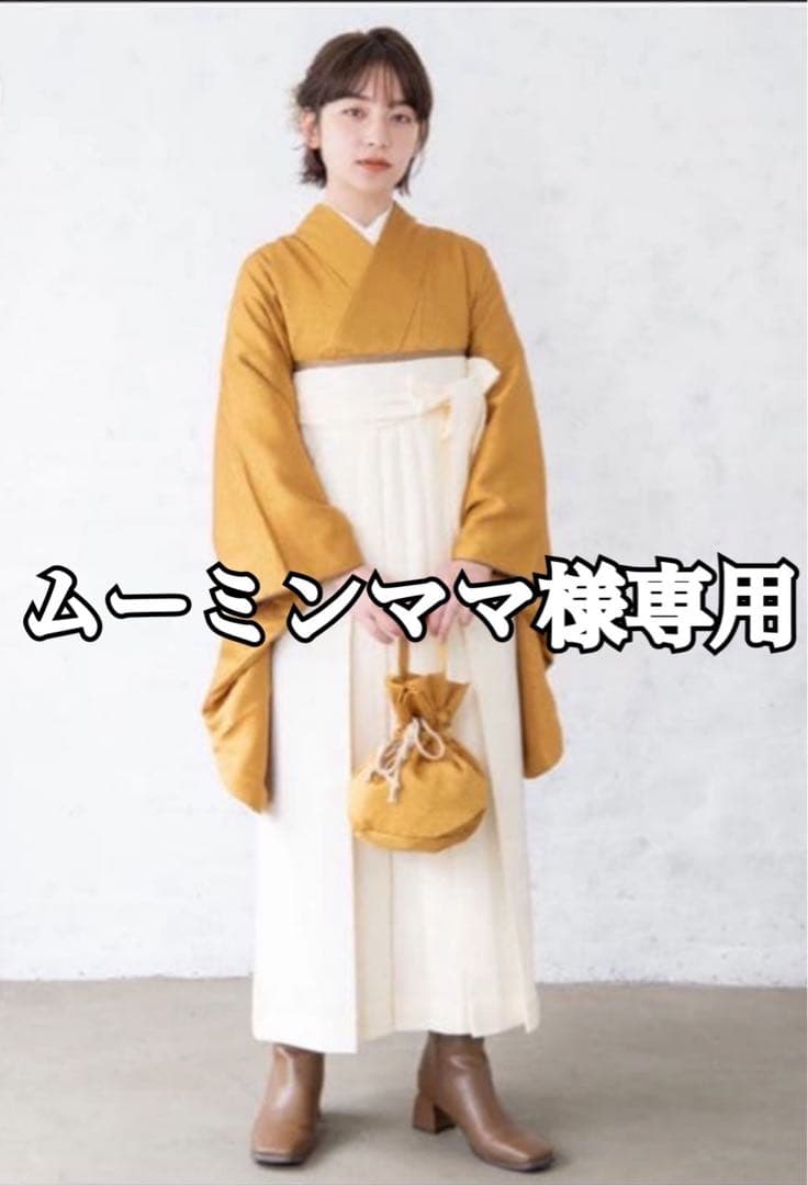 卒業式袴セット 二尺袖着物 袴 袴下帯 襦袢 リボン飾り 巾着 6点セット目立った傷や汚れなし