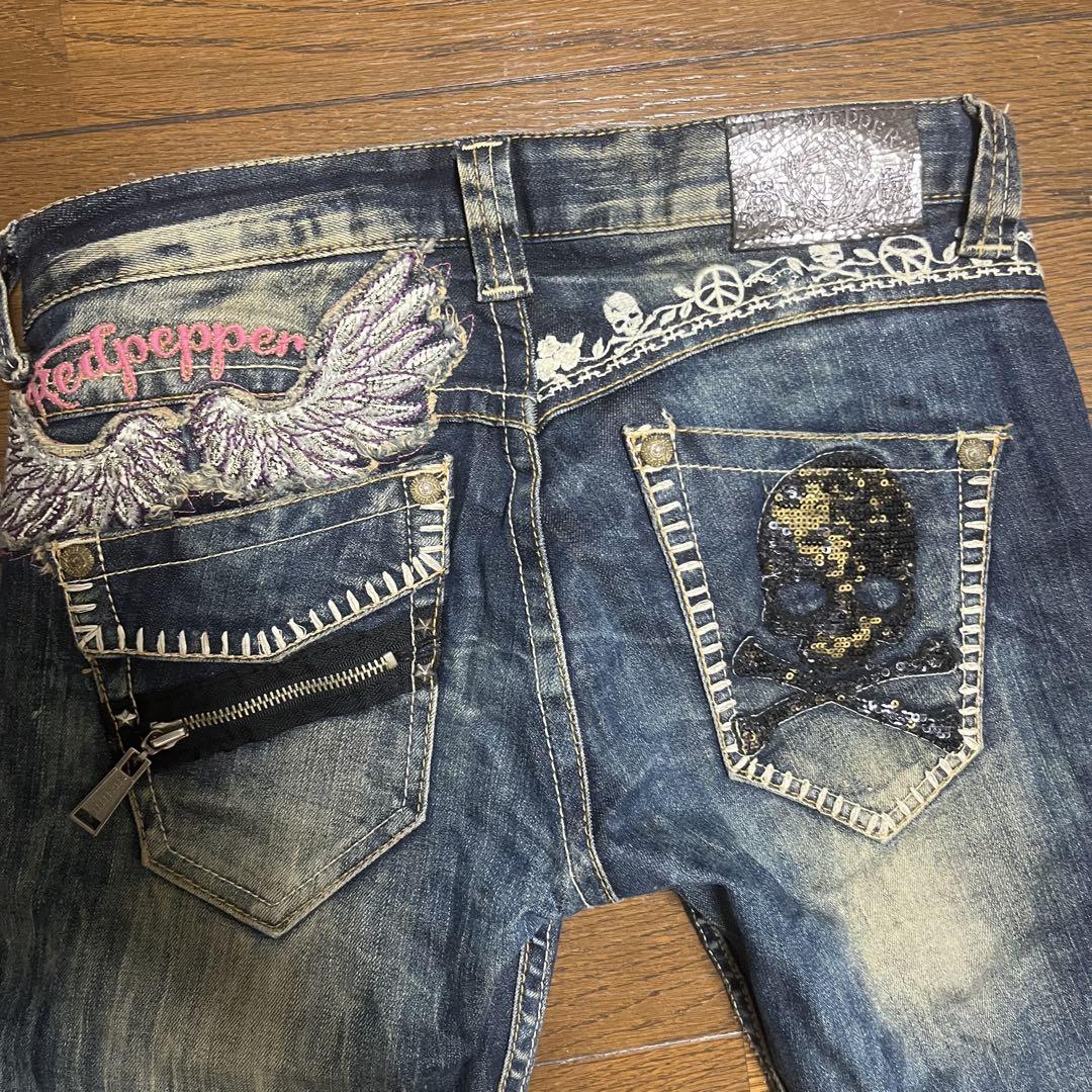 レッドペッパー　刺繍入り　ブーツカットデニム　フレアデニム　y2k お兄系