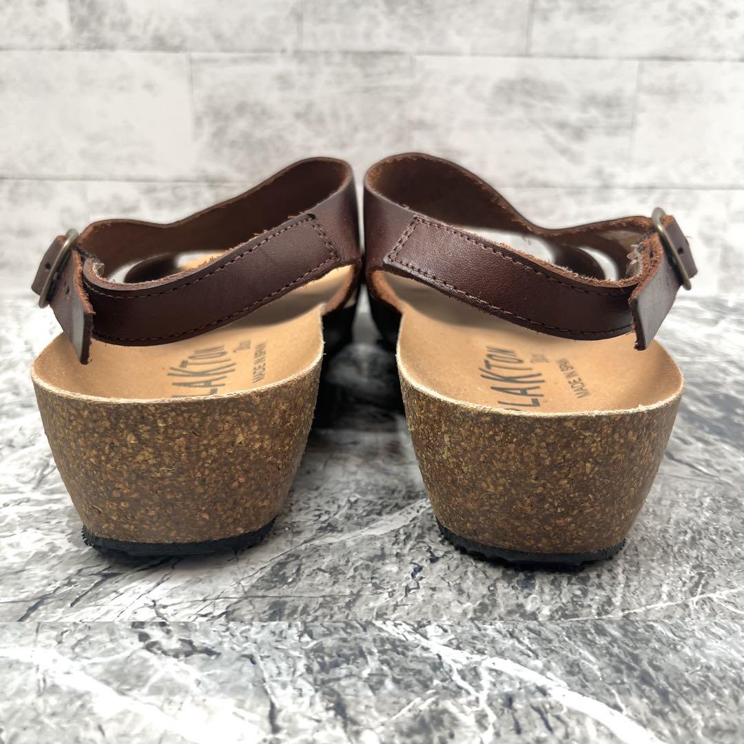 美品✨ PLAKTON サンダル ベルクロ レザー 厚底 ブラウン 24.5