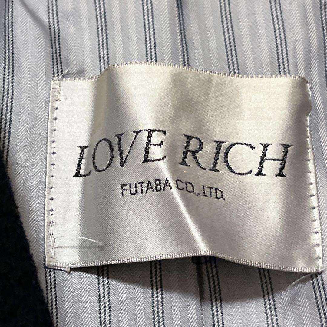 【9 A2】二葉 LOVE RICH 黒 ダブルブレスト ロングコート ウール