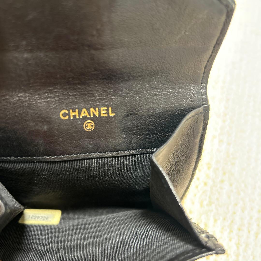 CHANEL ブラック レザー カードケース コインケース CHANEL ブラック レザー カードケース コインケース