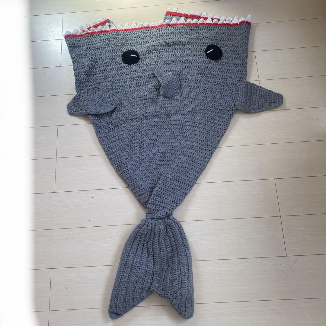 ハンドメイド マーメイドブランケット サメ