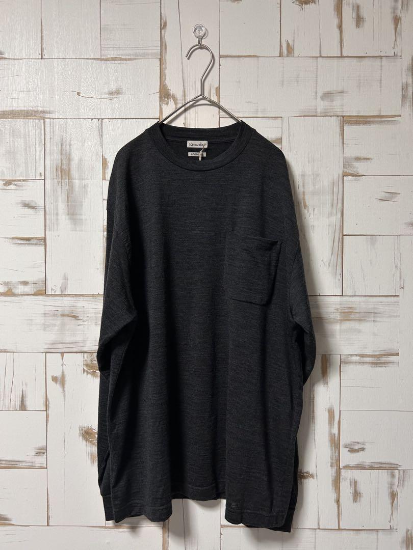 【美品・タグ有】steven alan ウールロンT Mサイズ ダークグレー