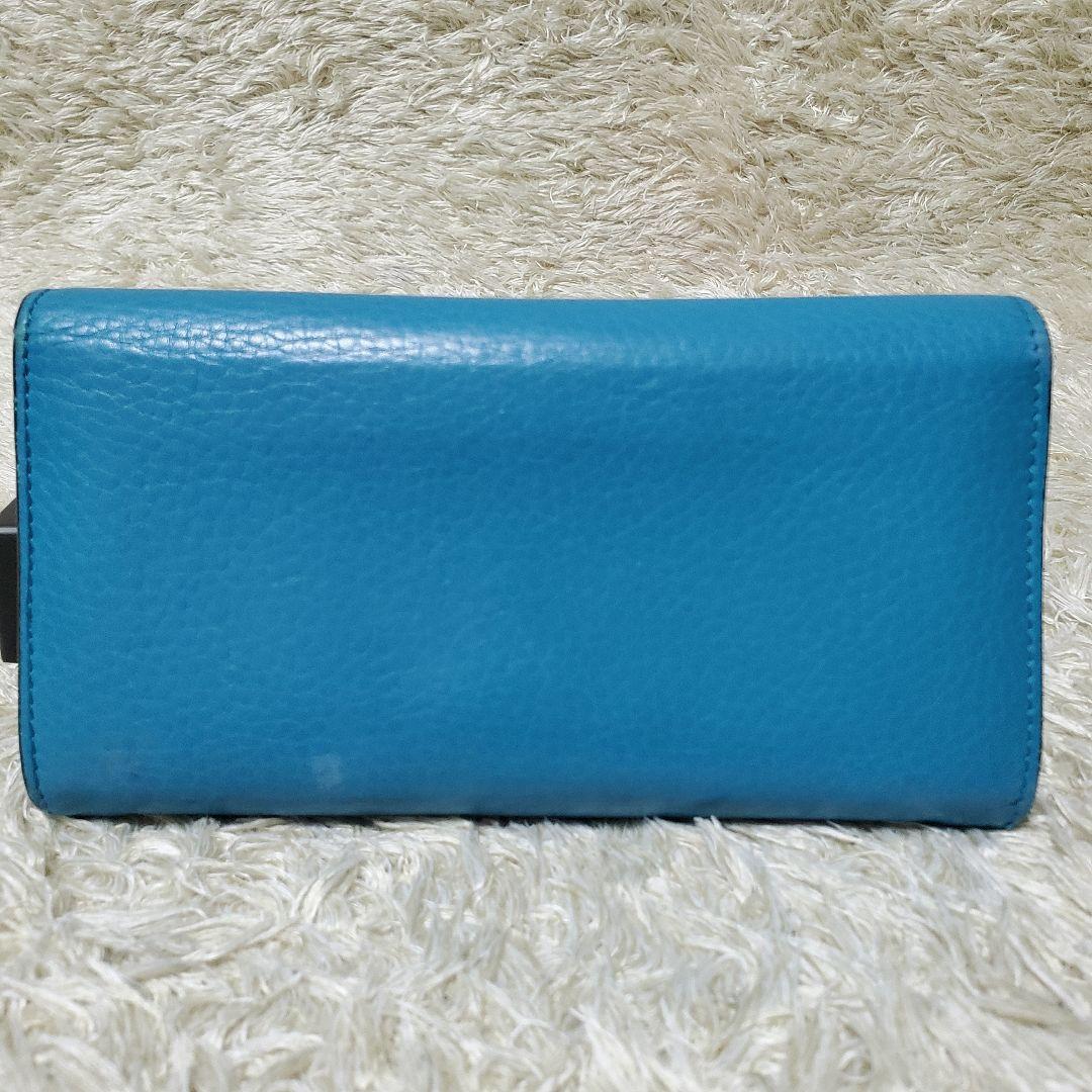 GUCCI グッチ 2つ折り 長財布 マーモント　ターコイズ ブルー　GG