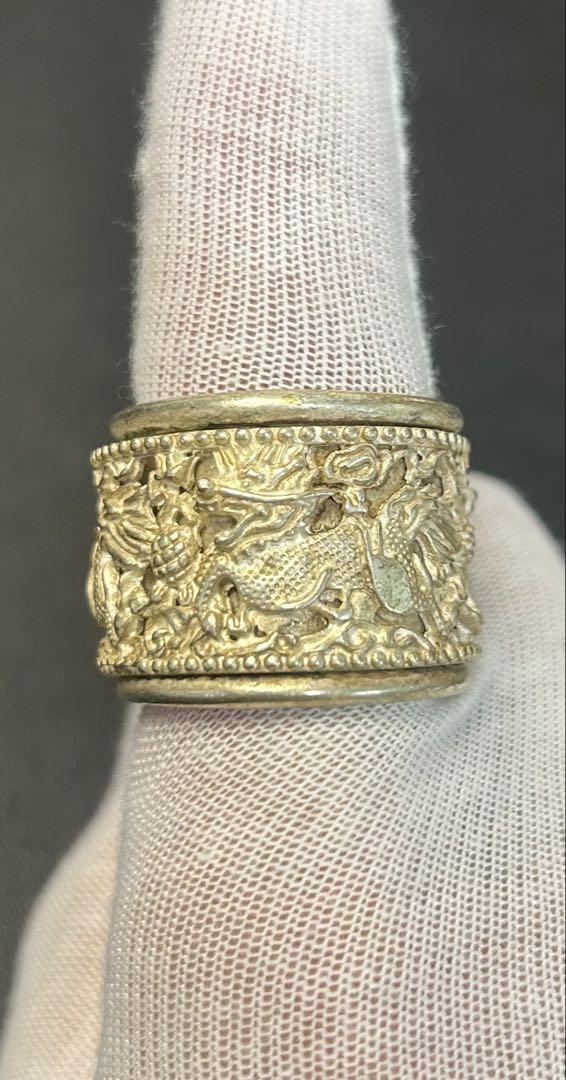 古物骨董神獣麒麟指輪　　親指リング 旧家蔵出し、骨董品、縁起物、古美術品、風水