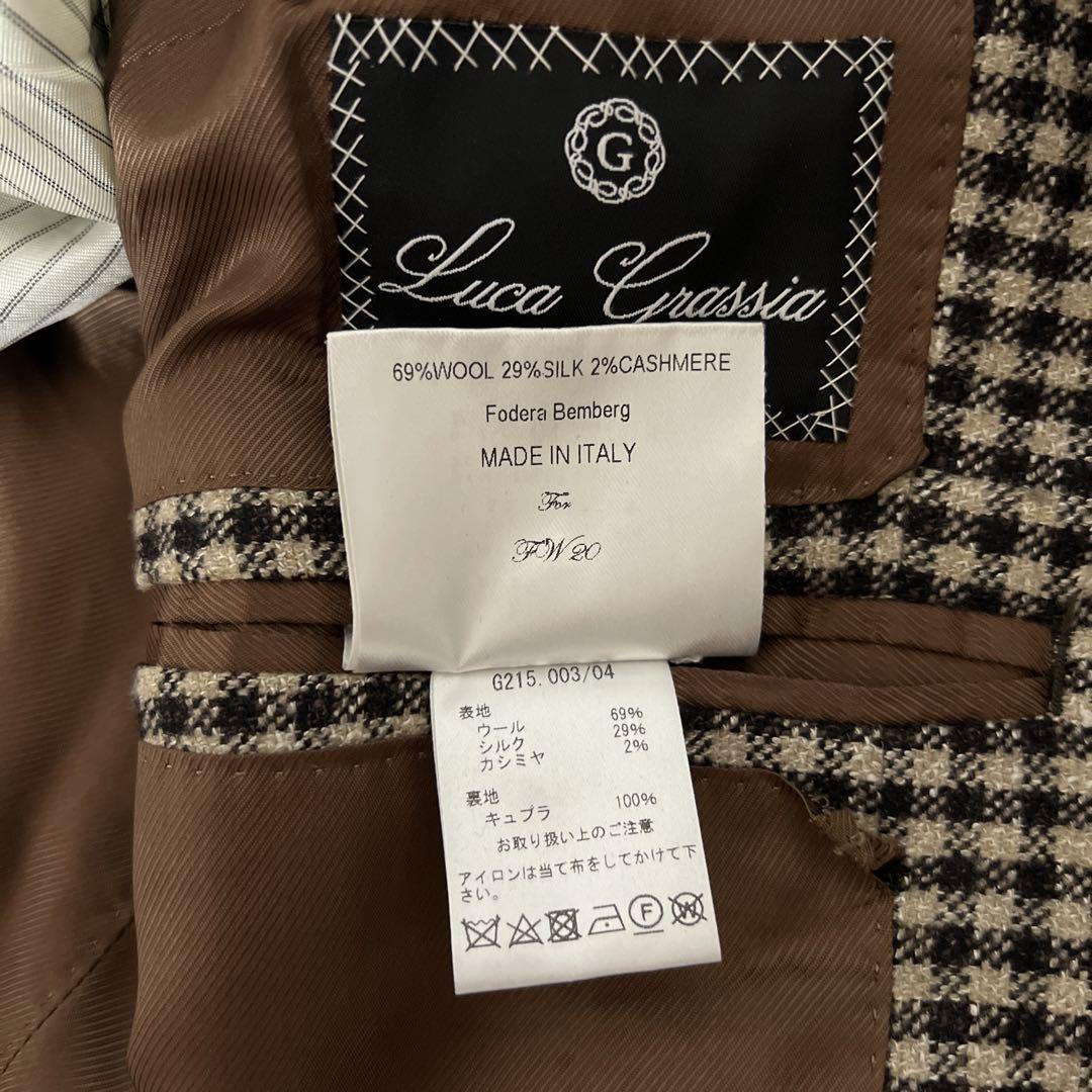 美品　イタリア製　メンズジャケット　ブラウン×ベージュチェック柄　Lサイズ