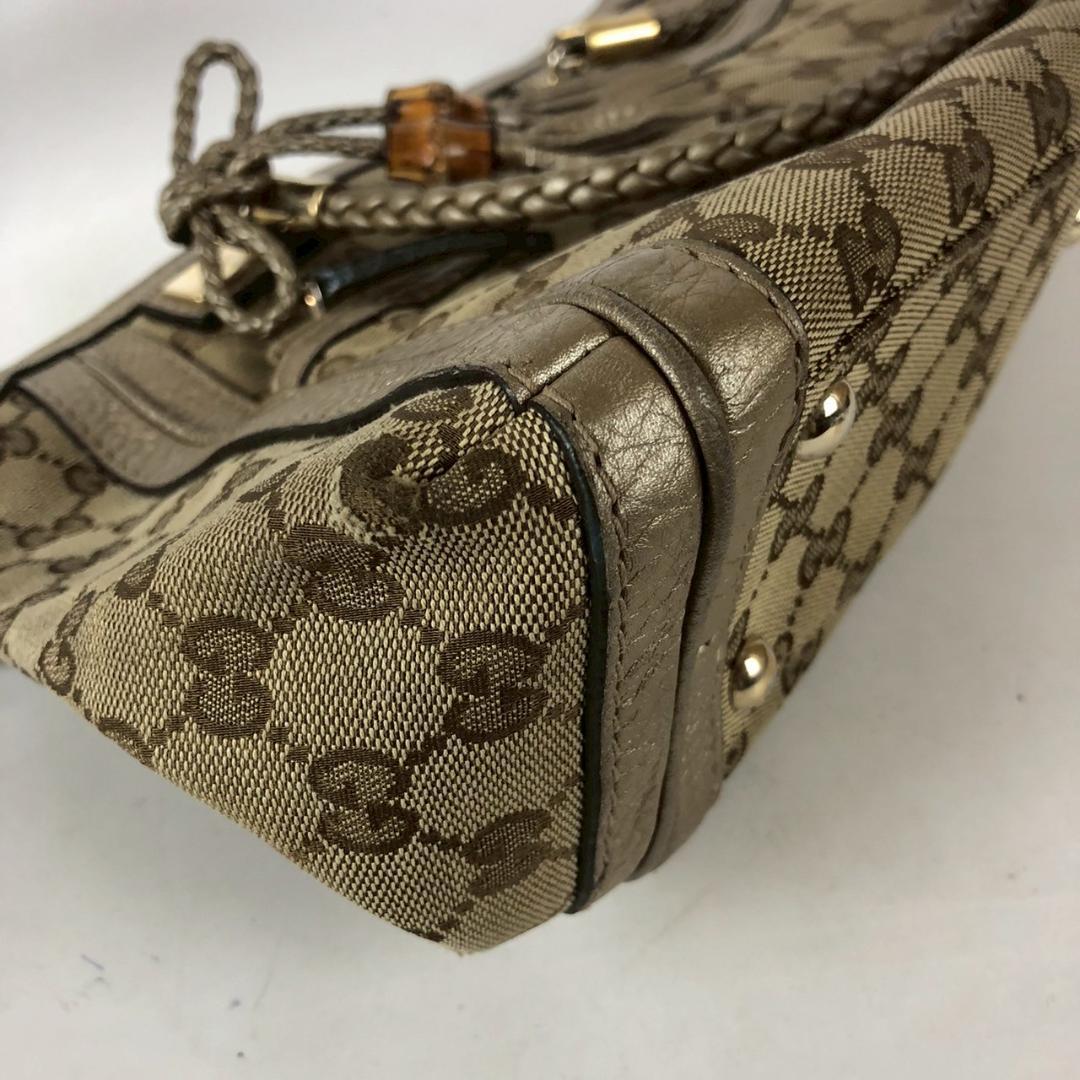 GUCCI グッチ GGキャンバス レザー トートバッグ タッセルチャーム