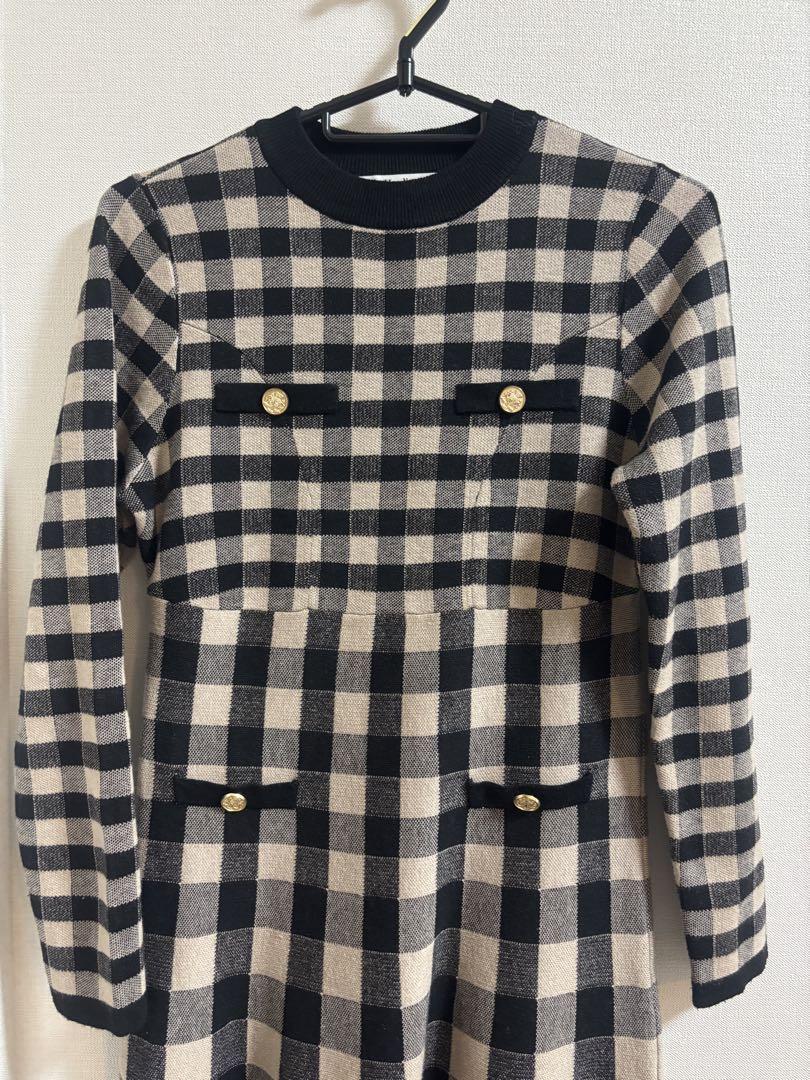 Herlipto Plaid Jacquard Knit Dress Ｍサイズ