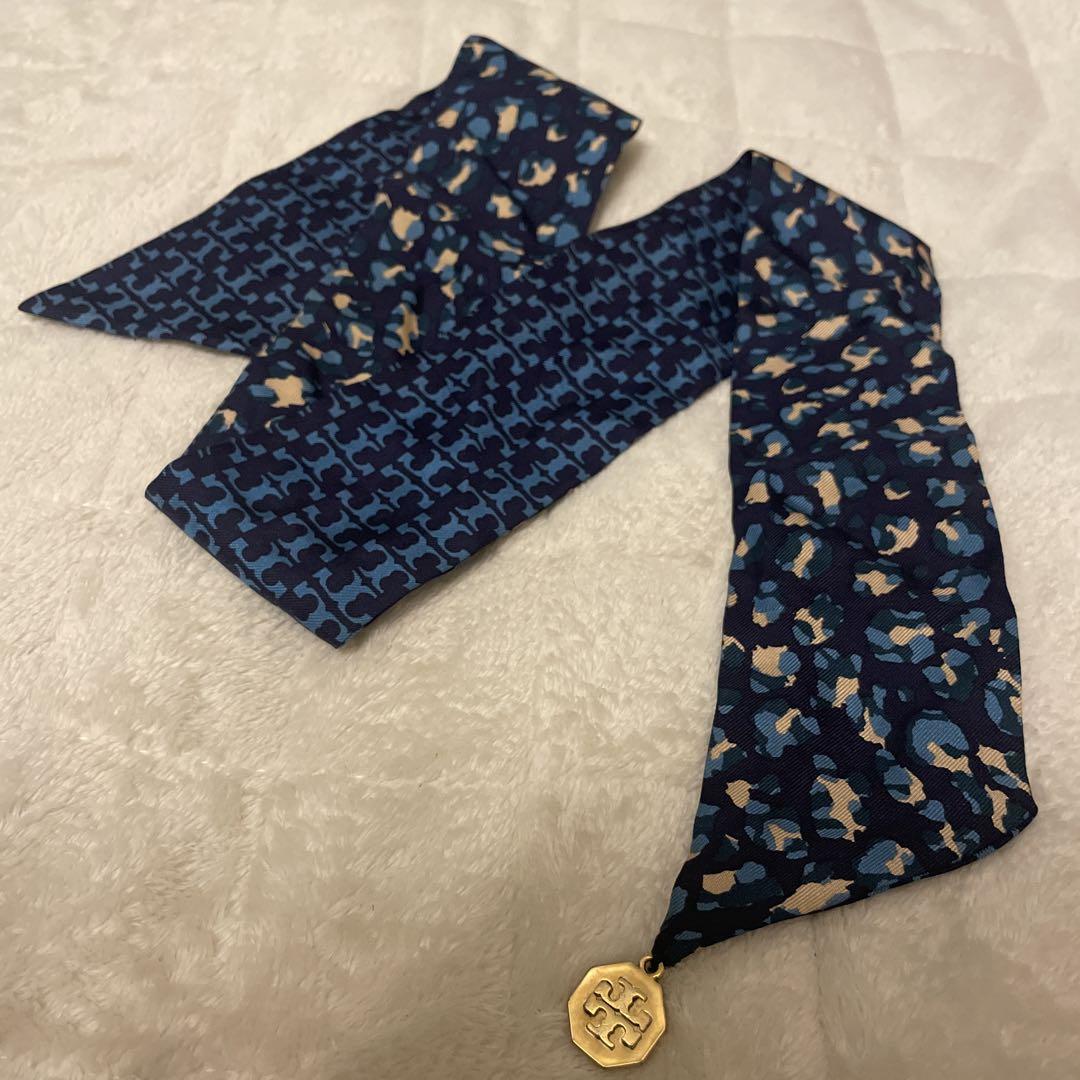 TORY BURCH シルク 総柄 リボン スカーフ
