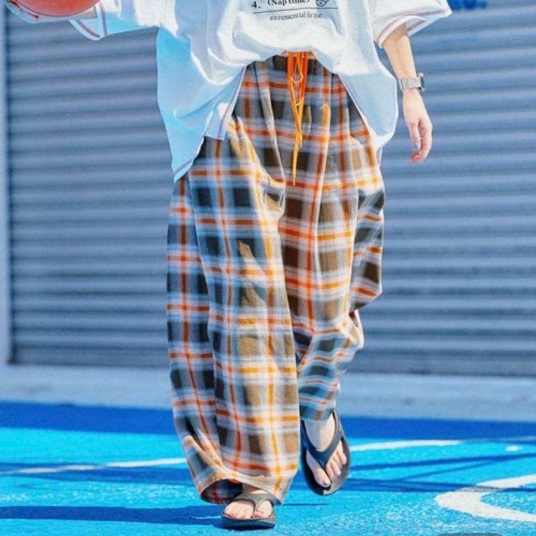 ニコアンド てぃらチェックゆるパンツ